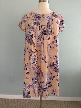 J Jill Love Linen Peach Floral Dress